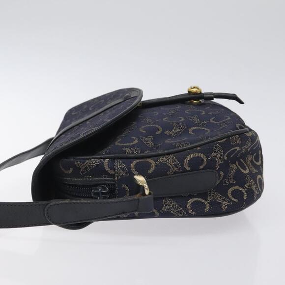 CELINE C Sulky Shoulder Bag Canvas Navy Gold - Picture 5 of 12
